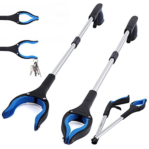 2-Pack Grabber Reacher Tool, 32 Inch Extra Long Steel Foldable Pick Up Stick with Strong Grip Magnetic, 90° Rotating Anti-Slip Jaw, Trash Claw Grabber Tool, Hand Grabber for Reaching, Arm Extension — image 1