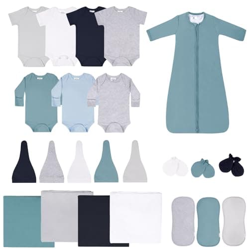 littogoose Baby Layette Gift Set for Boys, 23 Piece Set, Newborn to 6 Months Baby Boy Clothes, Baby Sets for Newborn Essentials