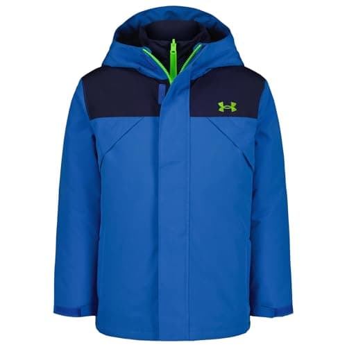Under Armour Boys' Westward 3-in-1 Jacket, Removable Quilted Liner & Hood, Windproof & Water Repellant, Blue Atlantis, YL