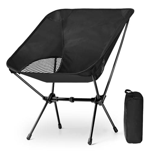 BITIANTEAM Lightweight Portable Camping Chair - Folding Backpacking Hiking Chair with Carry Bag for Outdoor Travel, Beach, Picnic, Festival (Black)