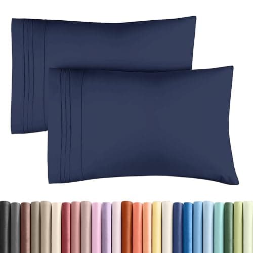 King Pillow Cases Set of 2 - Ultra Soft Hotel Quality Pillowcase Covers - Comfy, Cozy & Wrinkle Free - Shrinkage, Stain & Fade Resistant - Machine Washable Pillow Protectors - 2 Piece Set - Navy Blue — image 1