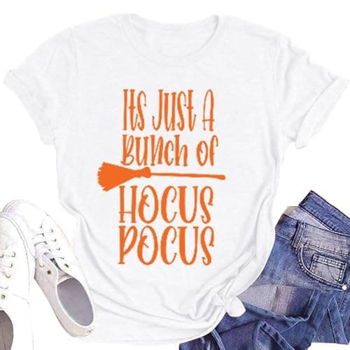 DESFSE It's Just A Bunch of Hocus Pocus T-Shirts for Women Sanderson Sisters Shirt Halloween Movie Graphic Fall Tee Tops — image 1