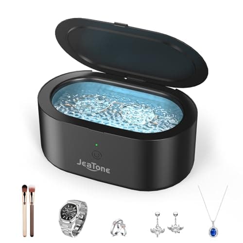 JeaTone Ultrasonic Jewelry Cleaner, 46KHz Professional Ultrasonic Cleaning Machine for Rings, Eyeglasses, Retainers, Dentures & Watches, 20oz Stainless Steel Sonic Cleaner Pod (Black) — image 1