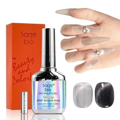 SAGEBIO Cat Eye Gel Nail Polish with Magnet Stick, 15ml Magnetic Gel, Create Stunning Cat Eye Effects for DIY Manicures, Long-Lasting, Salon-Quality Finish, Moonlit Hold — image 1