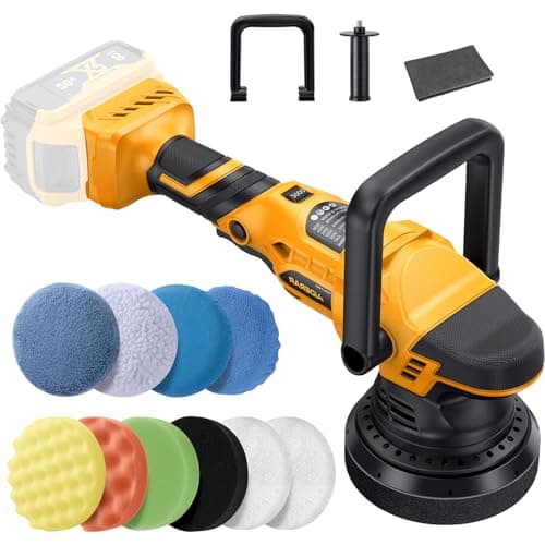 Aiderar Brushless Cordless Car Buffer Polisher for Car Detailing, 15mm Dual Action, Compatible with DeWalt 20V MAX (Tool Only), 5-Speed Control, Includes 5-inch Polishing Pads & Accessories