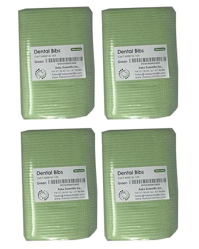 Aaka Dental Bib (Green) 500 Pcs – Disposable 3-Ply Waterproof Patient Bibs 13" x 18" with Poly Backing – Bulk Dental Bibs for Dental, Medical, Tattoo & Salon Use — image 1