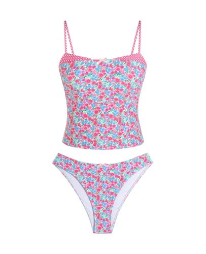 ZAFUL Cute Tankini Swimsuits for Women Retro Y2K High Cut Two Piece Bathing Suit 2026 Beach Swimwear — image 1