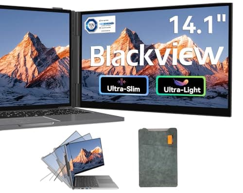 Blackview Laptop Screen Extender, 1.3lbs Ultra-Light & 0.17" Ultra-Slim, 14" FHD 1080P IPS Portable Laptop Monitor Extender, Travel Dual Monitor for 13-17",Plug & Play for Windows/Mac/Android/Switch