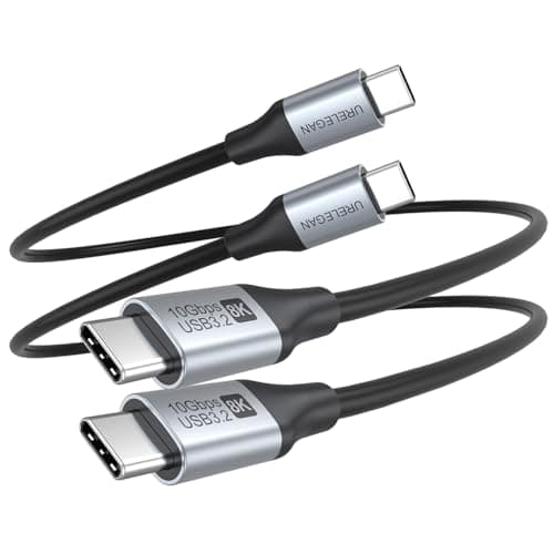 URELEGAN Short USB C Data Monitor Charging Cable 1.6FT 2-Pack,Slim USBC Portable Monitor Video Cable, Short USB 3.2 Gen 2 (8K/4K@144Hz,10Gbps,100W,) Camera,SSD,CarPlay/Android Auto,iPhone 15-17 — image 1