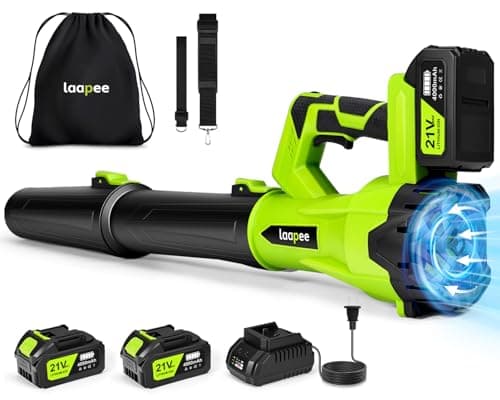 Leaf Blower Cordless,Electric Leaf Blower with 2 4.0Ah Battery Powered and Fast Charger, Lightweight Cordless Blowers for Spring Lawn Care and Dust,6 Speed Control