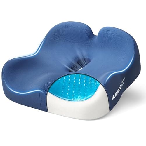 HUANUO Ergonomic Seat Cushion, Memory Foam Cooling Gel Office Chair Cushion for Hip Support, Tailbone Pressure Relief, Breathable Car Seat Cushion for Home, Work, Driving — image 1