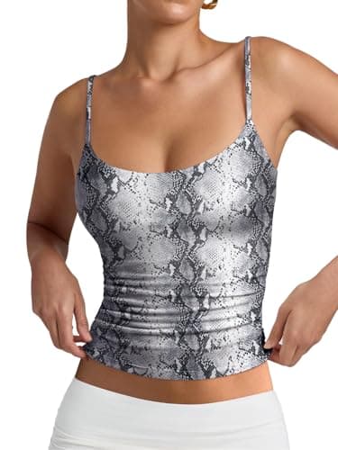 PINKMSTYLE Women's Basic Double Lined Scoop Neck Tank Tops Adjustable Cami Tank Summer Sleeveless Tops — image 1