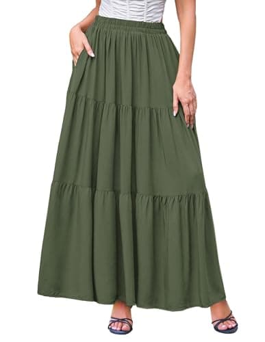 Scarlet Darkness Renaissance Maxi Skirts for Women 2026 Summer Boho Flowy Tiered Long Skirt with Pockets — image 1