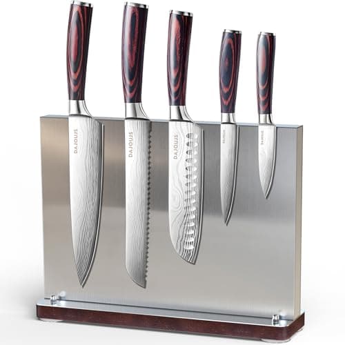 Kitchen Knife Set with Block - 6 Pcs Chef Knife Block Set, 5 Pcs High - Carbon Stainless Steel Razor - Sharp Knives with a Magnetic Knife Block Holder, Versatile and Professional Kitchen Knives Set — image 1
