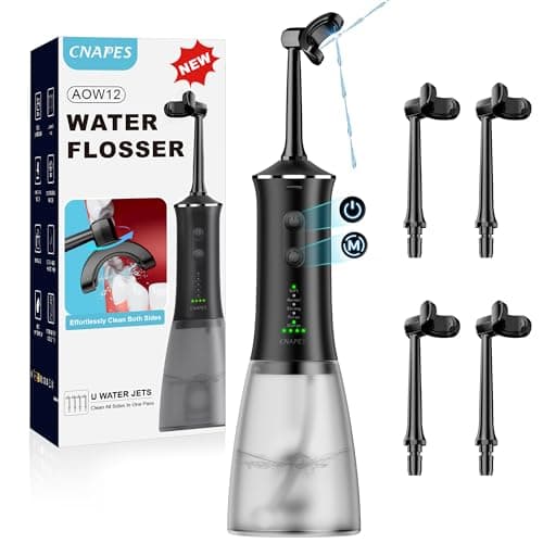 CNAPES U-Shaped Water Flosser Cordless for Teeth- 4 Nozzles for 360° Deep Cleaning in 1 Pass, 350ML Large Tank, 16 Pressure Modes, 30-Day, Rechargeable Water Dental Picks for Travel/Braces, Waterproof — image 1