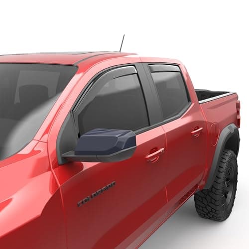 EGR 571481 in-Channel Window Visors Compatible with Select 2023-2025 Chevy Colorado & GMC Canyon Trucks - Dark Smoke Acrylic, Full Set (4pc.)