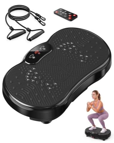 HTM Vibration Plate Exercise Machine, 9 Modes & 120 Speeds, Body Shake Plate with Resistance Bands Slot & Remote Control, Shake Board for Weight Loss Fat Burner Home Fitness Workout — image 1