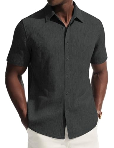 PJ PAUL JONES Mens Short Sleeve Button Down Shirt Casual Summer Shirts Textured Beach Vacation Shirts for Men — image 1