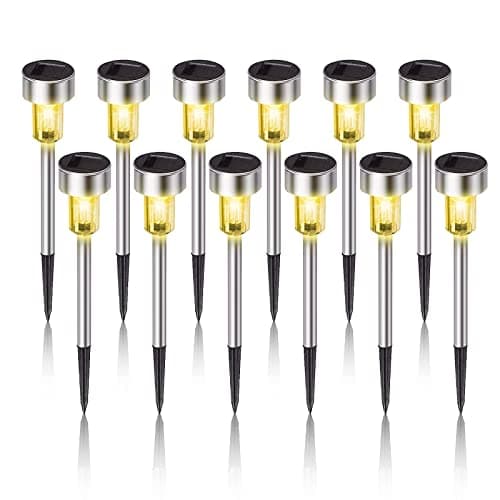 Dream Master Solar Lights Outdoor Waterproof, Stainless Steel LED Landscape Lighting, Solar Garden Lights, Outdoor Decorations for Yard, Pathway, Walkway, Patio, Lawn - 12 Pack(Warm White) — image 1