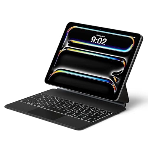 runelk Keyboard Case for iPad Pro 13-inch (M4 2024 / M5 2025), Magic-Style Magnetic Keyboard Case with Multi-Touch Trackpad, Floating Cantilever Stand Compatible with iPad Pro 13 - Charcoal Black