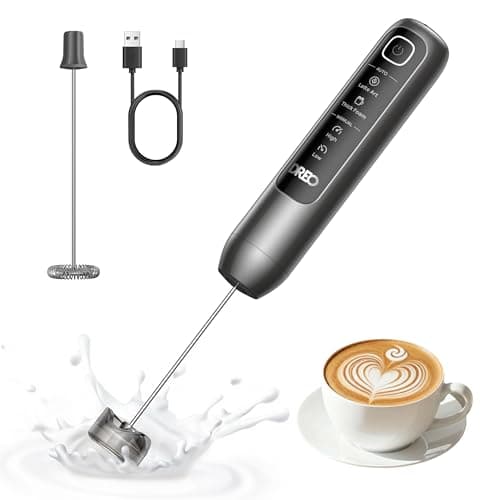 DREO Milk Frother Handheld, Coffee Drink Hand Mixer Wand, BaristaMaker Nano | 4 Modes for Latte Art Microfoam, 2550mAh Rechargeable Battery, One-Touch Frothing, 150+ Drinks, IPX6 Waterproof, Easy Clean — image 1