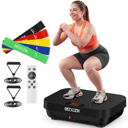 SEDOZIK Vibration Plate Exercise Machine, 450lb Capacity Whole Body Vibrating Plate for Lymphatic Drainage, Shaker Board Platform for Weight Loss with Resistance Bands Bluetooth 120 Speeds, Black