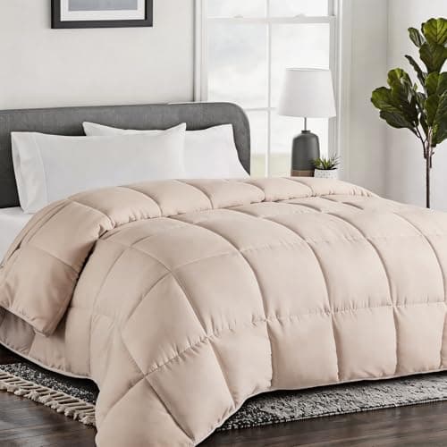 COHOME Premium Full Size Comforter, All-Season Quilted Down Alternative Duvet Insert, Luxury Hotel GentleSoft Comforter with Anti-Clump Tech & 8 Tabs - Reversible - Beige 82x86 inches — image 1