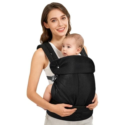 Huggynest Baby Carrier, Adjustable Lightweight Carrier Newborn to Toddler 7-44 lbs, Infant Carrier with Lumbar Support Front & Back Carry - Black — image 1
