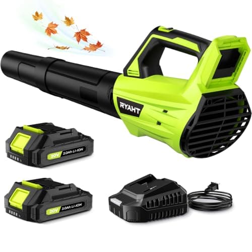 Leaf Blower Cordless, Leaf Blower with Battery and Charger - 2 Speed Modes, 2 Batteries, 20V Powerful Lightweight Electric Blowers for Blowing Leaves, Dust, Lawn Care, Patio Cleaning, Green — image 1