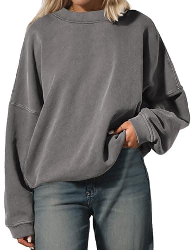 MSBESYOR Women’s Oversized Sweatshirt Crewneck Pullover Top Casual Drop Shoulder Crew Neck Plain Shirt 2025 Fall Clothes — image 1