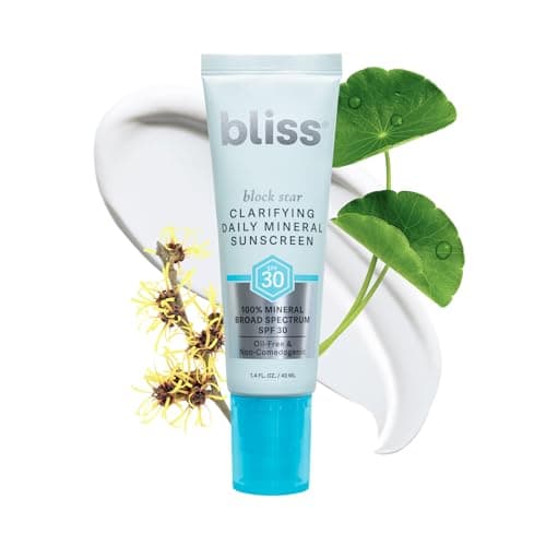 Bliss Block Star Clarifying Daily Mineral Sunscreen Broad Spectrum SPF 30, Blendable Pore Safe Formula for Blemish Prone Skin with Salicylic Acid and Witch Hazel, 1.4 Fl Oz — image 1
