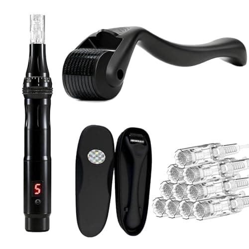 2IN1 Face Derma Rmaroller Rmapen +12Parts Titanium Facial Skin Face Body for Men Women Cosmetic Beauty Instrument #Roller+Pen(Black 2) — image 1