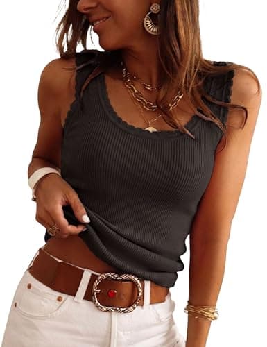 LaGracia Womens Tank Tops Cropped Scoop Neck Ribbed Knit Soft Sweater 2026 — image 1