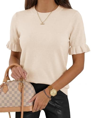 LaGracia Women's Short Sleeve Sweater Crewneck Summer Sweater Business Casual Tops Trendy 2026 — image 1