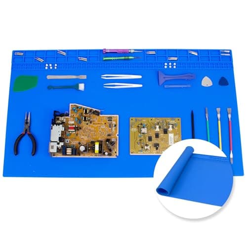 Extra Large Silicone Soldering Mat, 27.6''x15.7'' Oversized 932°F Heat Resistant Workbench Mat, Large Repair Mat for Electronics Phone Laptop Repair, BGA Soldering Gun Iron (Blue) — image 1