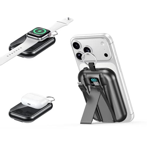 RXRBDA for Magsafe Portable Charger, 10000mAh Wireless Power Bank with Built-in 2 Cables, USB C PD 22.5W Fast Charging Powerbank, Keychain Battery Pack with LED Display for iPhone, AirPods & iWatch