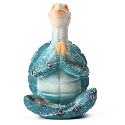 Boobezeen Sea Turtle Meditation Yoga Decor, Zen Resin Statue & Garden Figurine of Meditating Turtle — Coastal Beach & Home Office Desk Decorations, Calming Gift for Mom (Blue Prayer) — image 1