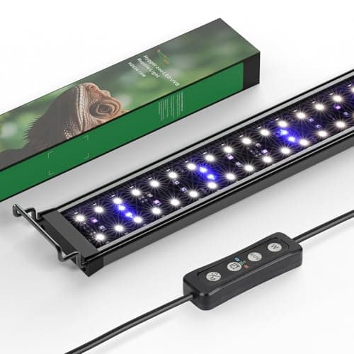 Hygger Zoo 16W LED UVB Light for Reptiles Terrarium Light Extendable Reptile Tank Light with Controller &Dimming and 5 UVI Modes Full Spectrum Brilliant White Blue Red Lights for Bearded Dragon, Gecko — image 1