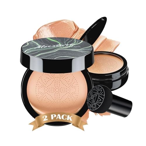 Mushroom Head Air Cushion CC Cream - BB Cream Face Makeup Foundation for Mature Skin Moisturizing Concealer Brighten Long-Lasting, Even Skin Tone for All Skin Types (2PCS Nude) — image 1