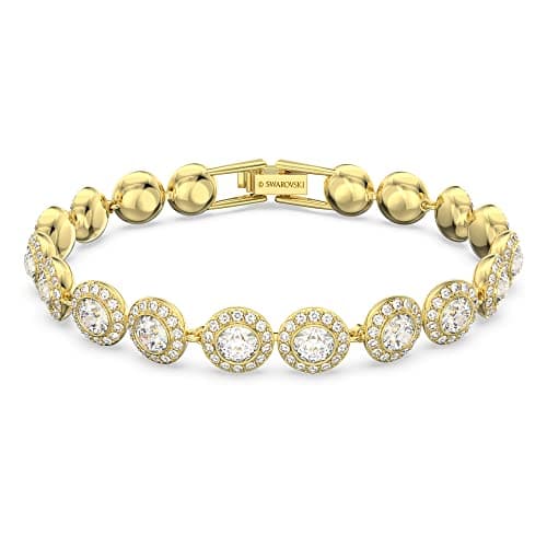 Swarovski Una Angelic Tennis Bracelet, Clear circle-cut Swarovski Crystals with Matching Crystal Pavé on a Gold Tone Finish Setting, Part of the Swarovski Una Angelic Collection