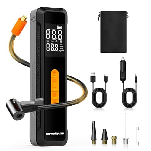 NEVERLAND Tire Inflator Portable Air Compressor - with 20000mAh Battery, 150 PSI Air Pump For Car Tires, 12V DC Electric Bike Tire Pump with Pressure Gauge LED Light for Car, Bicycle, Motorcycle, Ball — image 1