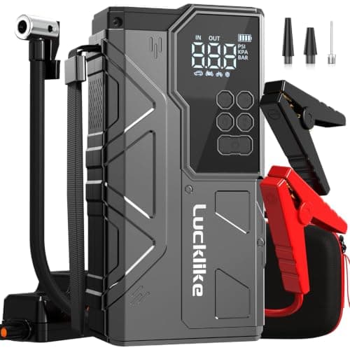 8000A Jump Starter with Air Compressor, 150PSI Auto-Shutoff Tire Inflator | Car Battery Jumper Starter Portable (All Gas/12L Diesel) 12V Jump Box Pack with Jumper Cables, 18W Fast Charge, 800LM Light — image 1