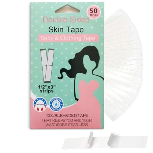 50 Pcs Double Sided Skin Tape for Clothing, Transparent Strong Body Anti-Exposure Tape, Skin-Friendly, Suitable for All Tones, Suitable for All Fabrics, Multi-Purpose Tape (White) — image 1