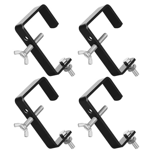 Zonon 4 Pack Stage Lighting Truss Clamp Hook for Square Tube Galvanized Iron Truss Clamps for LED Lights Spotlight, Moving Head Beam Square Tube Clamp, Heavy Duty 88 Lbs /40 kg (Black) — image 1