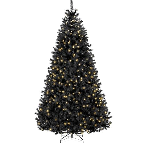 Best Choice Products 4.5ft Pre-Lit Black Christmas Tree, Full Artificial Holiday Decoration for Home, Office, Party Decoration w/ 362 Branch Tips, 175 Lights, Metal Hinges, Foldable Base — image 1