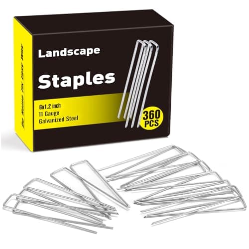 HongWay 360 Pack 6 Inch Landscape Staples, Galvanized Garden Staples 11 Gauge Ground Stakes Landscaping Fabric Pins Plant Cover Stakes Yard Staples for Lawn Fence Tent Hose Drip Irrigation Tube