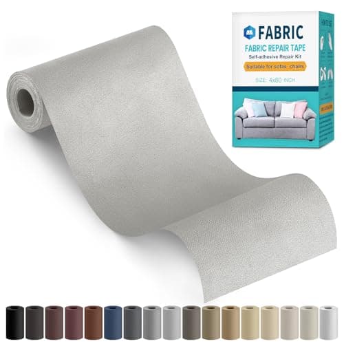 Sgooyir Fabric Repair Tape, Self-Adhesive Couch Patch Repair Fabric Patches for Furniture, Couch Repairing Kit Tape for Upholstery, Carpets, Chairs, Sofas, Pillows Suede 4x79 Inch Khaki Grey — image 1