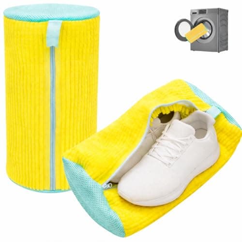 Shoe Washing Machine Bag: Laundry Shoe Bag Keeps Clean - Reusable Shoe Washing Bag for Sneaker Tennis Shoes Unstain Cleaner Kit(Yellow 2 Pcs)