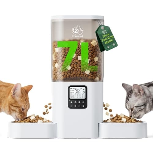 Frienhund Timed Automatic Cat Feeder 2 Cats with Slow Feed: Dual Automatic Dog Feeder with Information Visualization, Programmable Auto Cat Food Dispenser for Multiple Pets,Detachable for Clean-29 Cup — image 1
