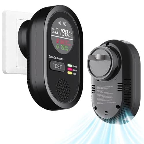 Portable Carbon Monoxide Detector 8-in-1, Carbon Monoxide Detectors Plug-in with HD Screen Natural Gas/Temp/Humidity, CO Monitor Alarm Sound Warning for Travel, Home, RV, Apartment Safety